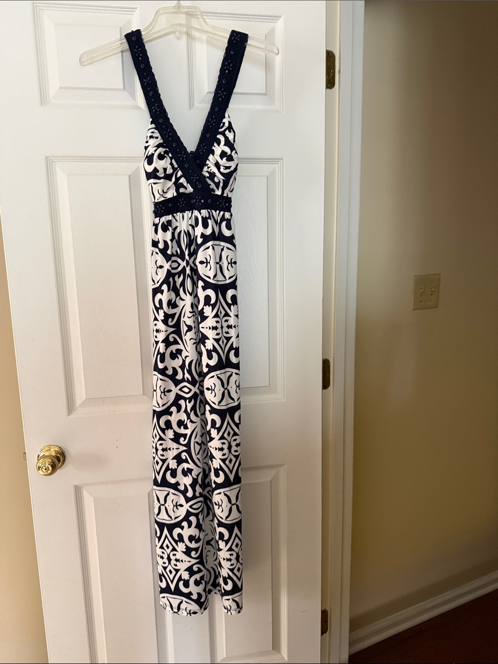 Women’s Navy and White Patterned maxi dress
